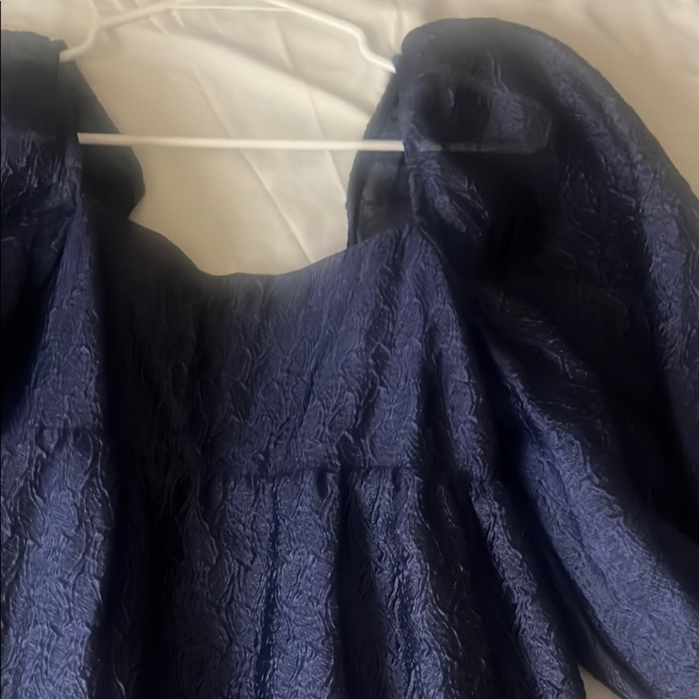 Anthropologie Navy Blue Textured Maxi Dress NWT